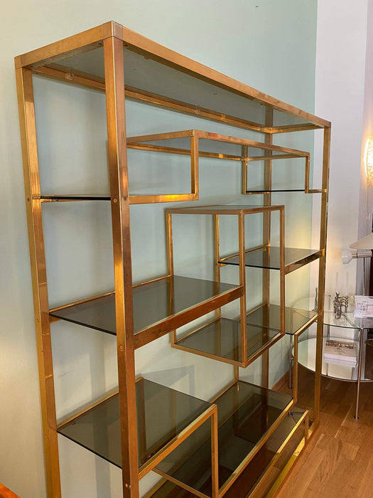 Vintage Romeo Rega Vintage-Regal Messing und Glas Italien 70er Jahre