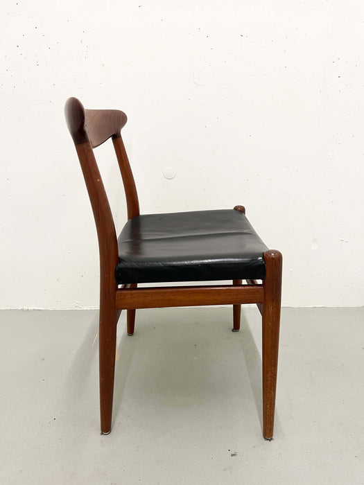 Vintage Chair Hans J. Wegner W2 CM Madsen 1960 Teak Leather Denmark Midcentury