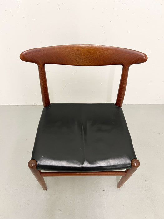 Vintage Chair Hans J. Wegner W2 CM Madsen 1960 Teak Leather Denmark Midcentury
