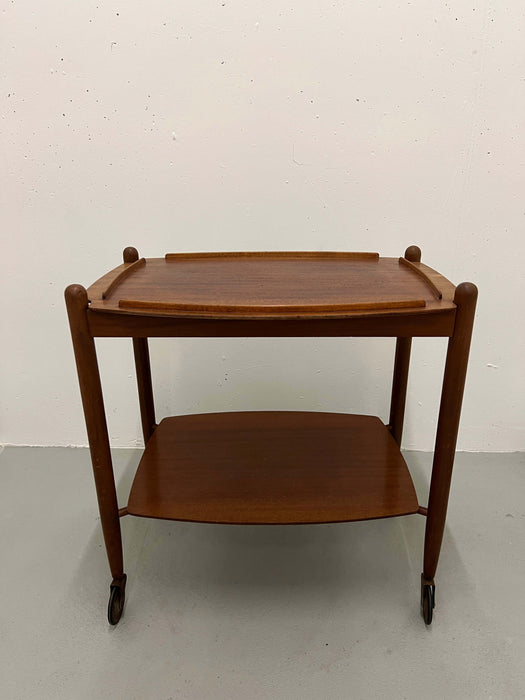 Vintage bar cart trolley teak 60s with serving plate