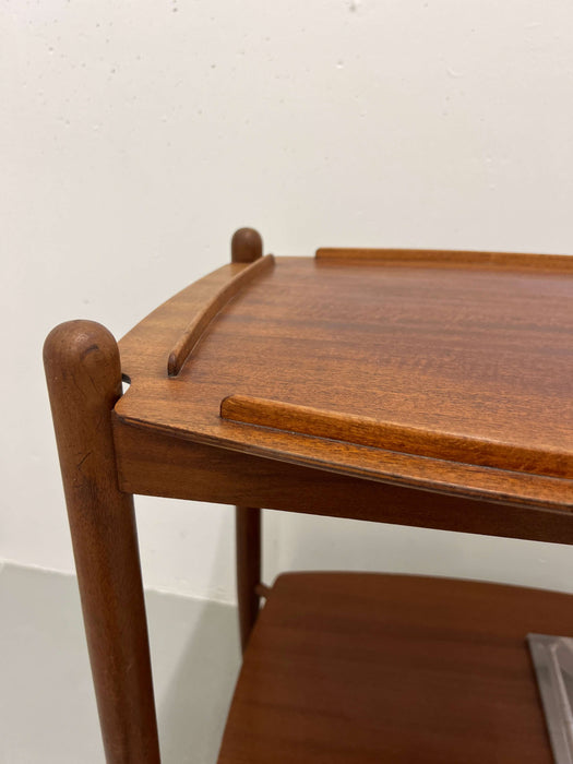 Vintage bar cart trolley teak 60s with serving plate