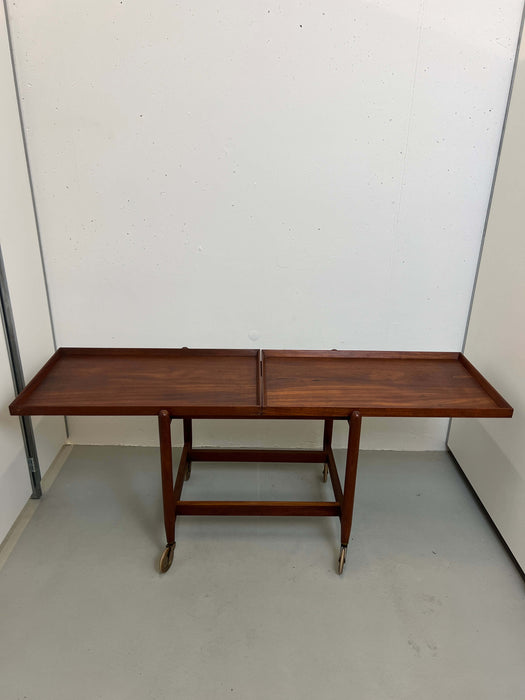 Vintage bar cart trolley teak with extension 60s