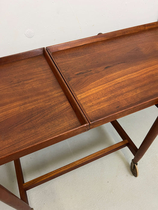 Vintage bar cart trolley teak with extension 60s