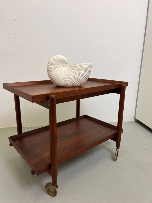 Vintage bar cart trolley teak with extension 60s