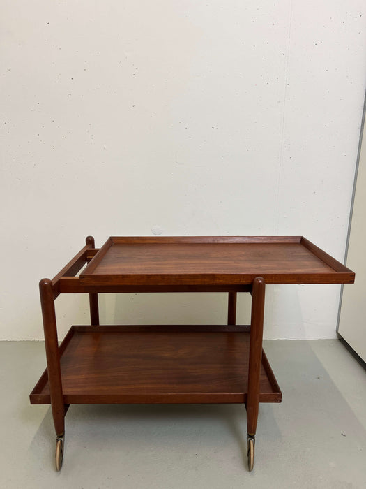 Vintage bar cart trolley teak with extension 60s
