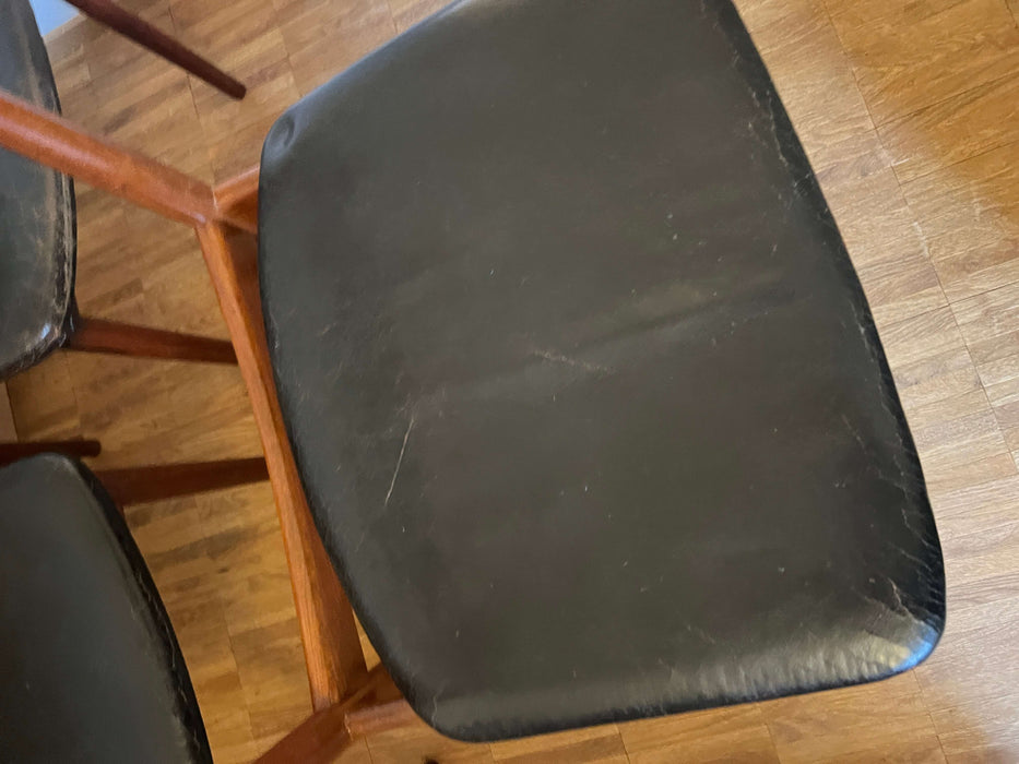 Vintage 3-er Set Palisander Leder Stühle Brande Möbelindustri Dänemark 60er