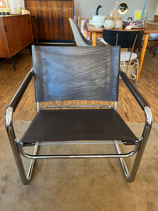 Vintage Sessel Freischwinger Rondo von Pfalzberger Chromstahl Leder
