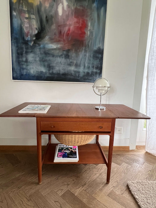 Vintage Hans Wegner Andreas Tuck Nähtisch Beistelltisch AT-33 Teak Denmark 60er