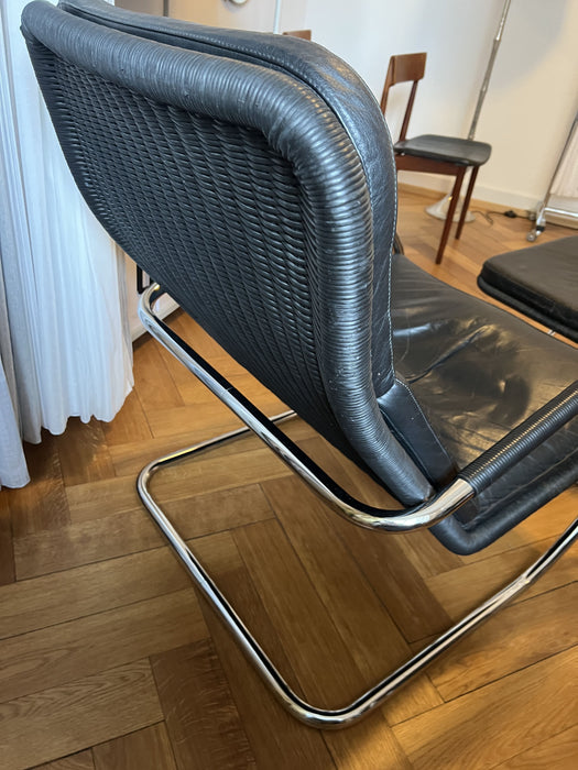 Vintage Sessel und Ottoman Bauhaus Leder Tecta D35 Lounge Chair