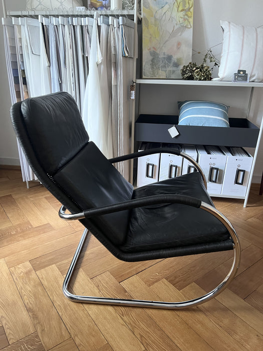 Vintage Sessel und Ottoman Bauhaus Leder Tecta D35 Lounge Chair