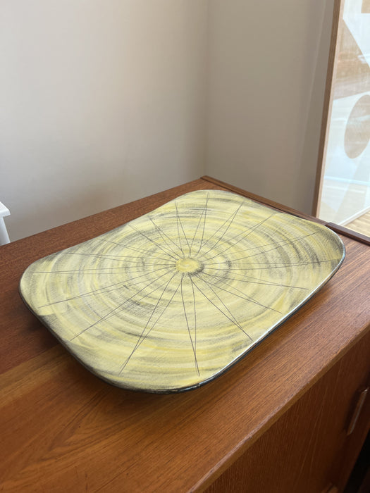 Vintage Obstplatte gross handbemalt von Burkart Schweizer Keramik Design 50er