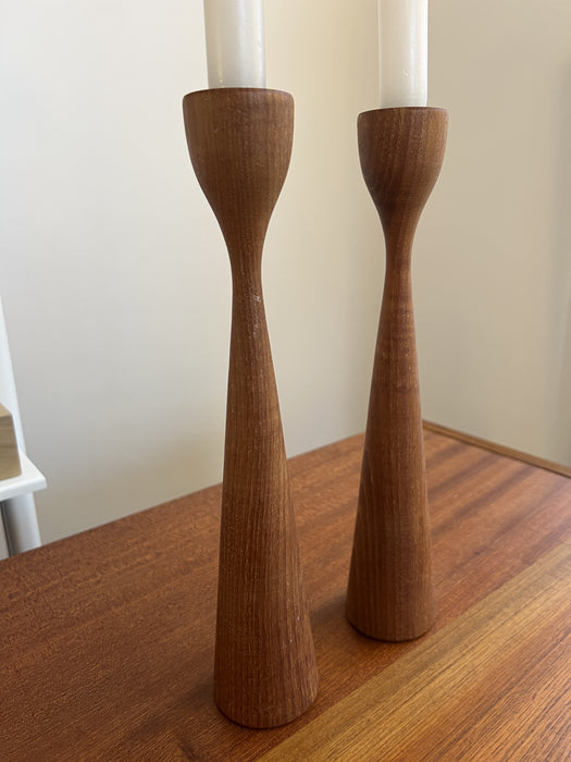 Vintage Kerzenhalter 2-er Set Teak Dänemark 60er