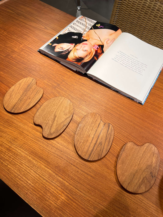 Vintage teak drinks coasters Denmark 60s