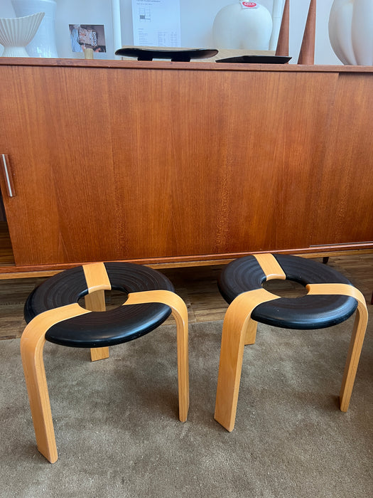 Vintage Danish Donut Stool Oak Rud &amp; Thygesen for Magnus Olesen 70s 