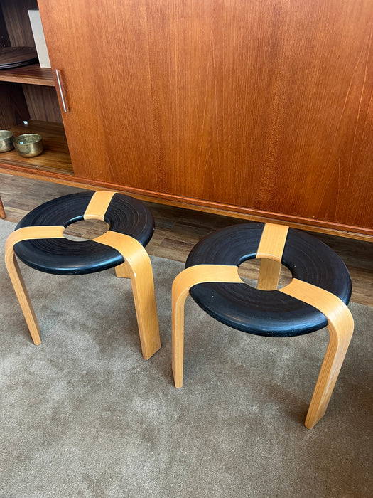 Vintage Danish Donut Stool Oak Rud &amp; Thygesen for Magnus Olesen 70s 