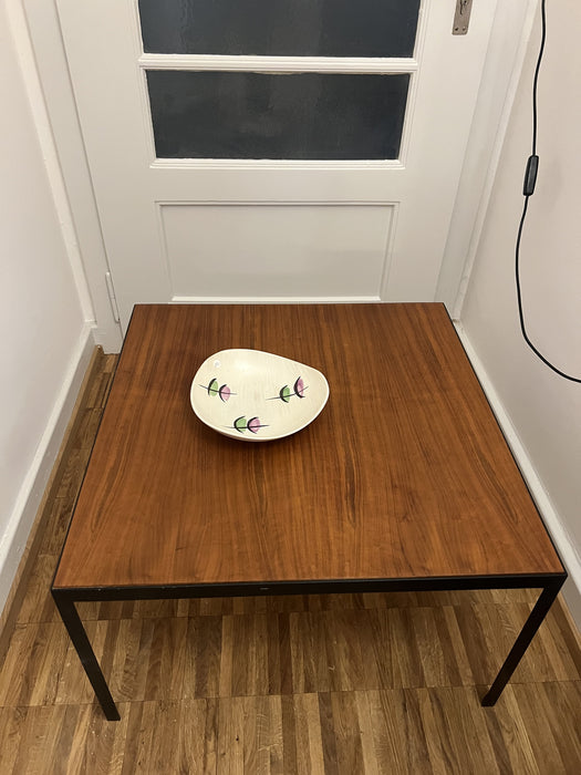 Vintage Coffeetable geöltes Teak Metall 70er quadratisch