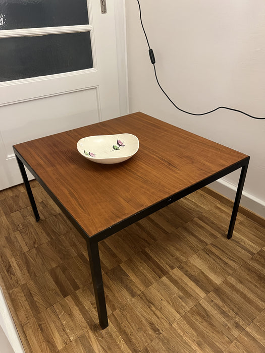 Vintage Coffeetable geöltes Teak Metall 70er quadratisch