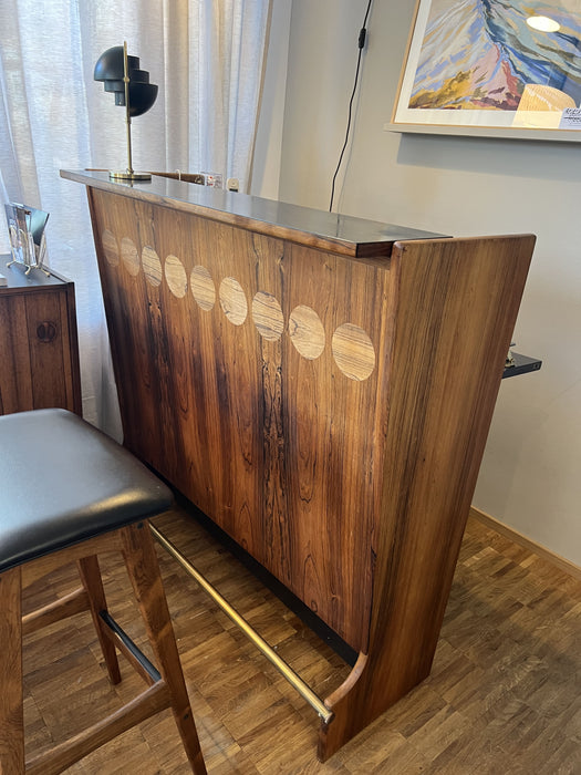 Vintage Bar mit 3 Barstühlen Palisander Johannes Andersen für Skaaning & Søn 1960