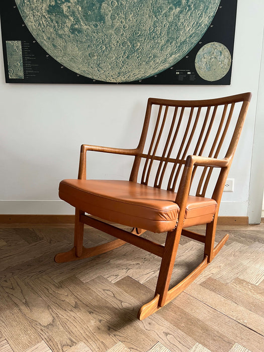 Vintage Schaukelstuhl Rocking Chair ML33 Schaukelstuhl Teak Hans J. Wegner für A/S Mikael Laursen 1950er
