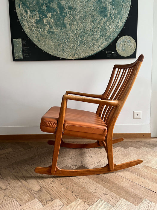 Vintage Schaukelstuhl Rocking Chair ML33 Schaukelstuhl Teak Hans J. Wegner für A/S Mikael Laursen 1950er