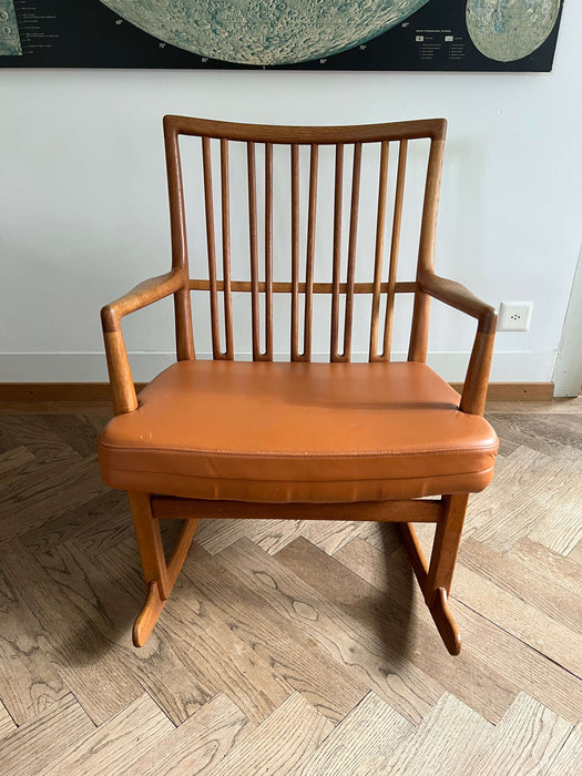 Vintage Schaukelstuhl Rocking Chair ML33 Schaukelstuhl Teak Hans J. Wegner für A/S Mikael Laursen 1950er