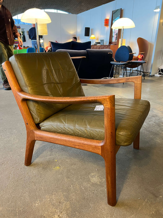 Vintage Teak Leather Rocking Easy Chair O. Wanscher for France &amp; Son 