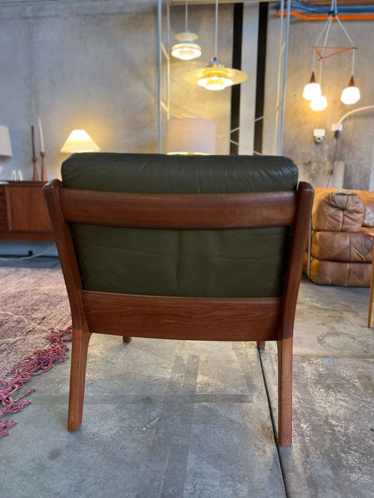 Vintage Teak Leather Rocking Easy Chair O. Wanscher for France &amp; Son 