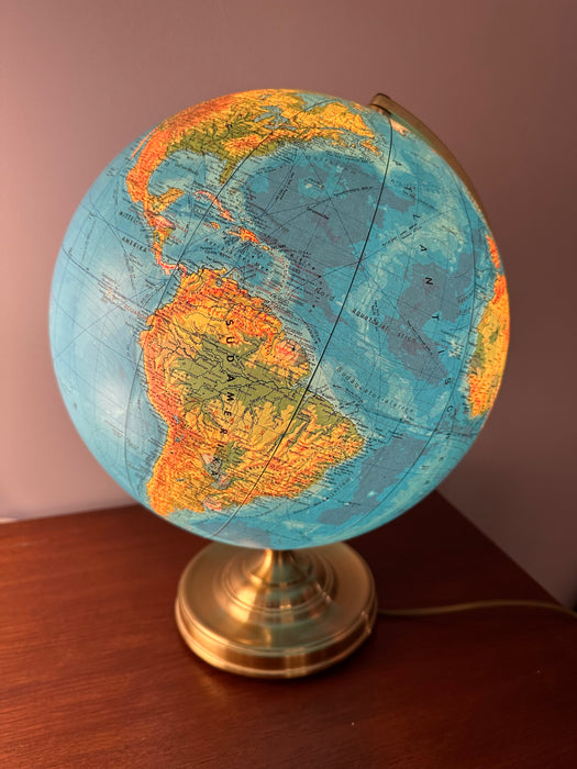 Vintage illuminated globe, globe gold