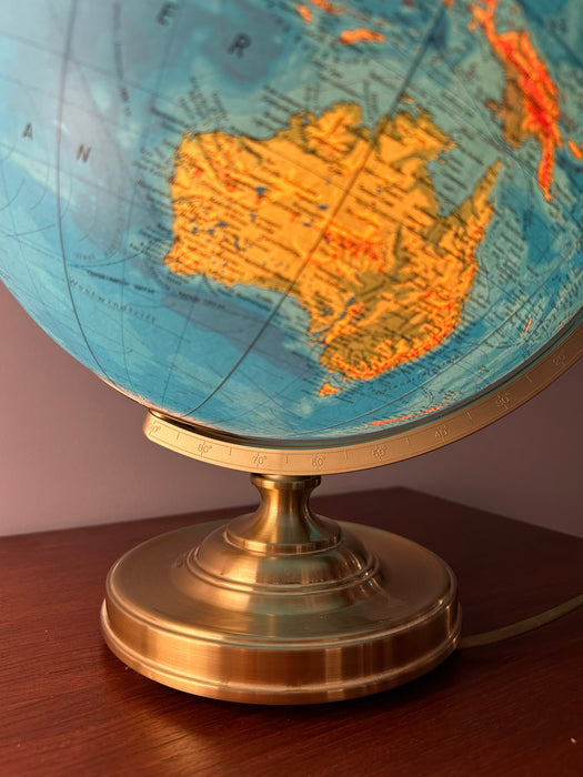 Vintage illuminated globe, globe gold