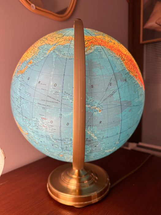 Vintage illuminated globe, globe gold