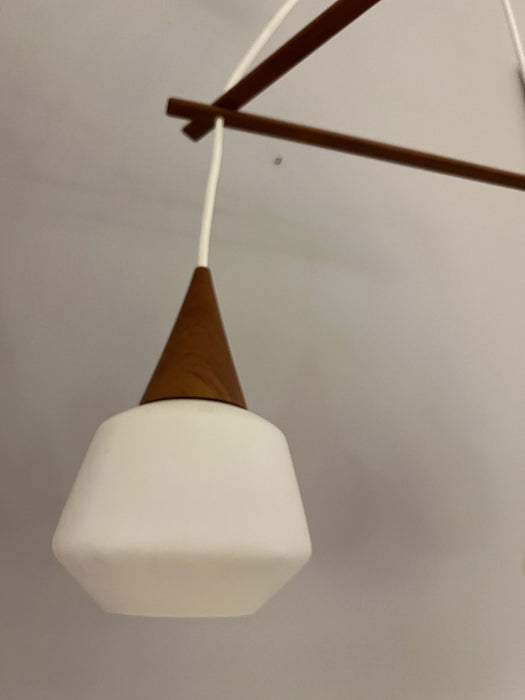 Vintage Danish teak cascade pendant lamp 1960s