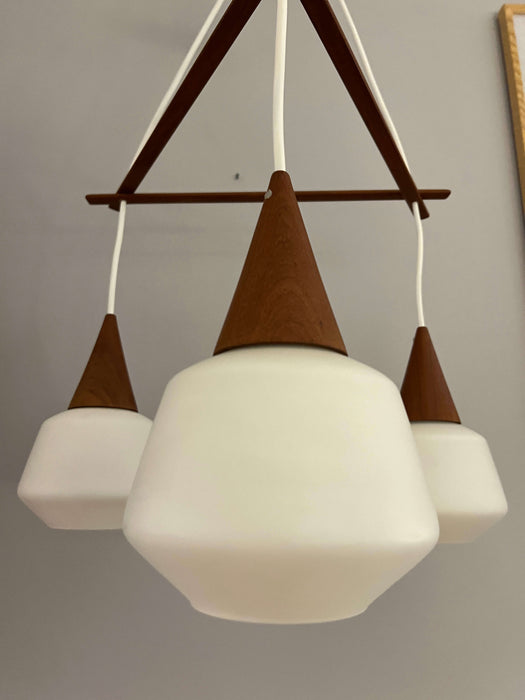 Vintage Danish teak cascade pendant lamp 1960s