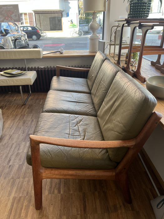Vintage Teak Leder Sofa Senator O. Wanscher für France & Son 60er