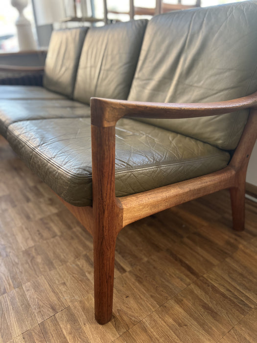 Vintage Teak Leder Sofa Senator O. Wanscher für France & Son 60er