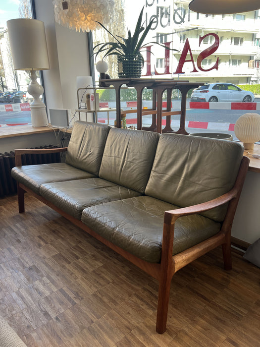 Vintage Teak Leder Sofa Senator O. Wanscher für France & Son 60er