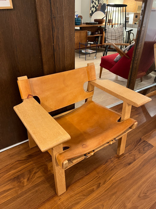 Vintage Spanish Chair von Børge Mogensen in Eiche und Leder Fredericia 60er