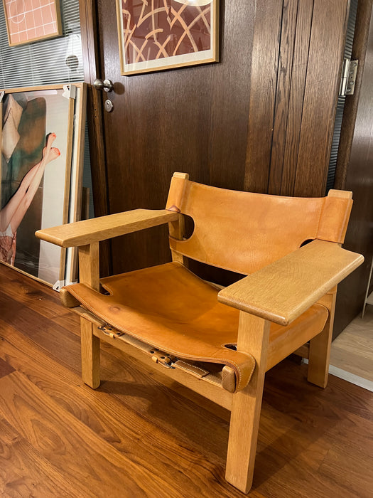 Vintage Spanish Chair von Børge Mogensen in Eiche und Leder Fredericia 60er