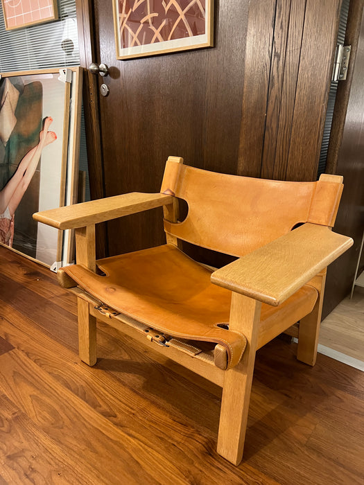 Vintage Spanish Chair von Børge Mogensen in Eiche und Leder Fredericia 60er
