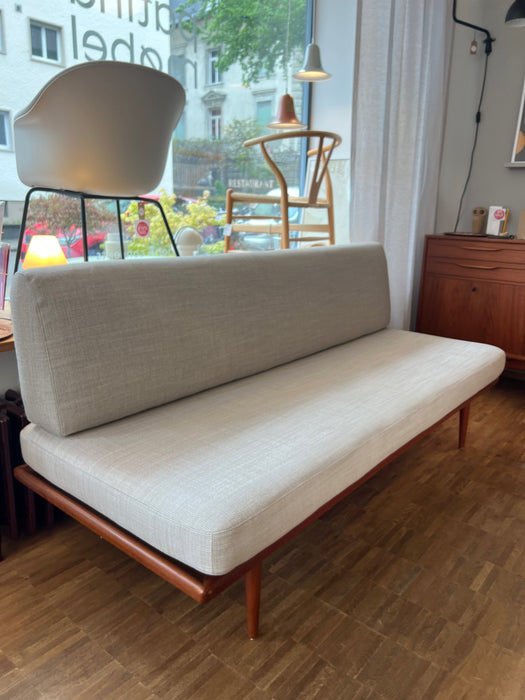 Vintage Sofa Minerva Teak P. Hvidt O. Molgaard-Nielsen für France & Son 1960er neuer Stoffbezug