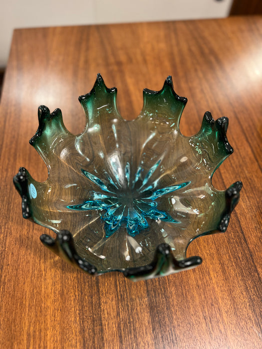 Vintage Murano large glass bowl Italy 60s