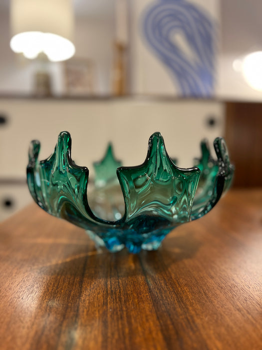 Vintage Murano large glass bowl Italy 60s