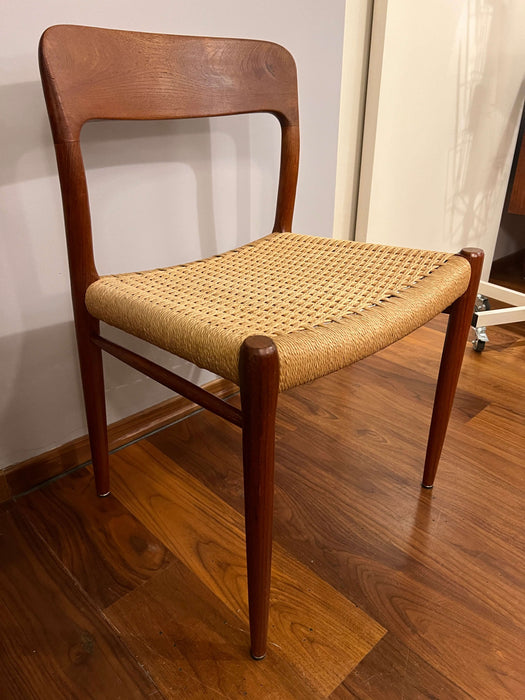 Vintage set of 4 chairs model 75 chair teak Niels O. Møller for JL Moller 1950s 