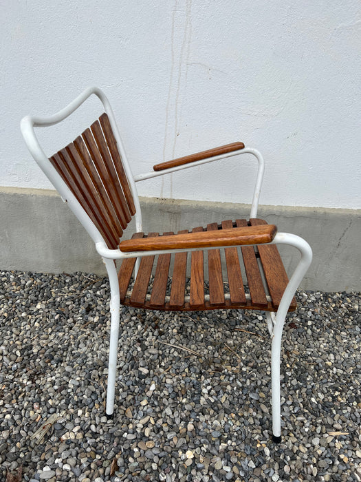 Vintage Dänisches Gartenset Tisch und Stühle Teak Metall 60er Outdoor