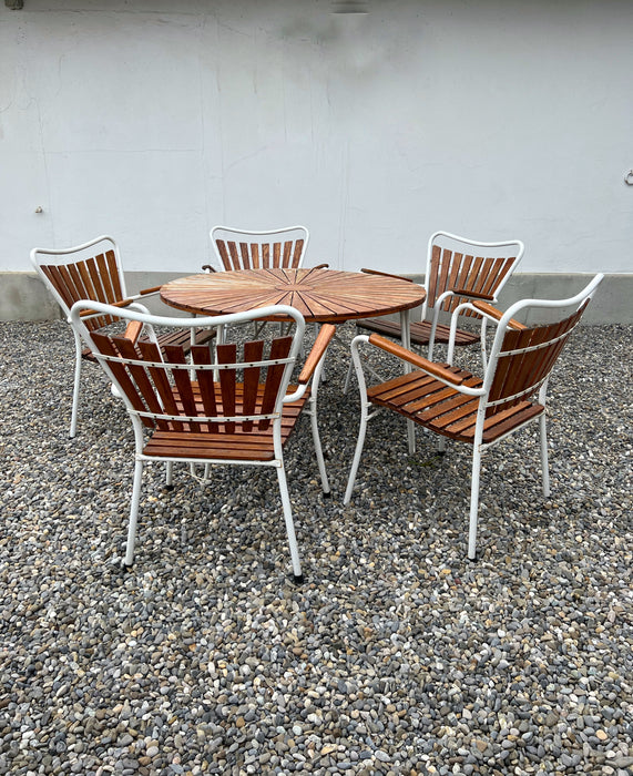 Vintage garden set teak metal Denmark 60s outdoor