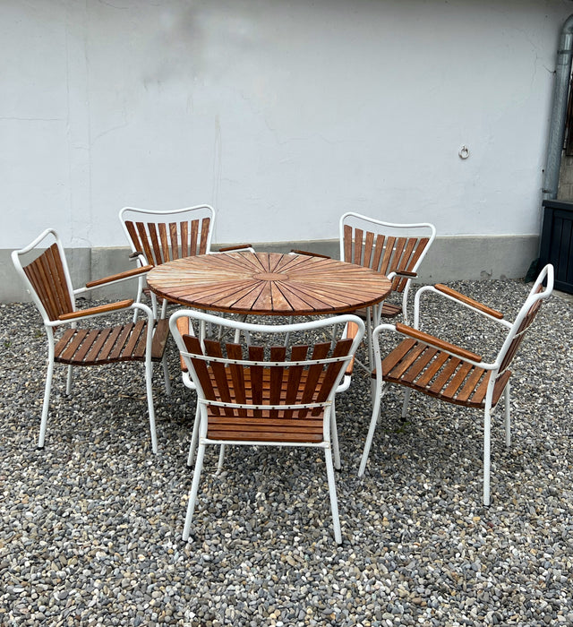 Vintage garden set teak metal Denmark 60s outdoor