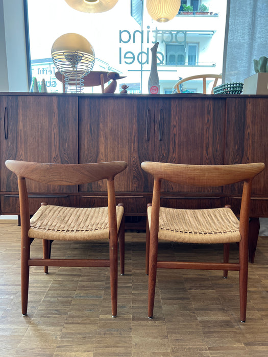2-er Set Vintage Stühle Hans J. Wegner Modell W2 Papercord Teak