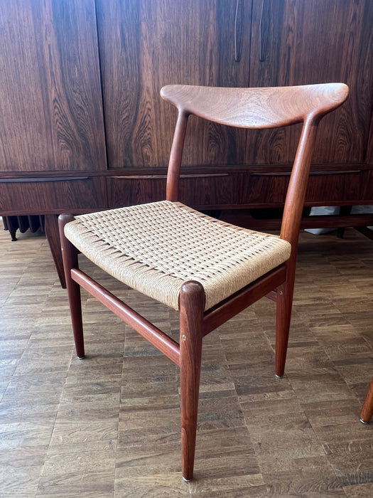 2-er Set Vintage Stühle Hans J. Wegner Modell W2 Papercord Teak
