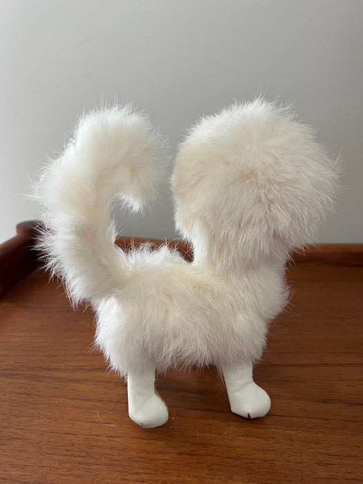 Vintage faux leather Pomeranian dog decoration 60s 70s fur