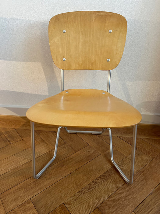 Vintage Stapelstuhl Aluflex Entwurf 1951 niedrige Versrion