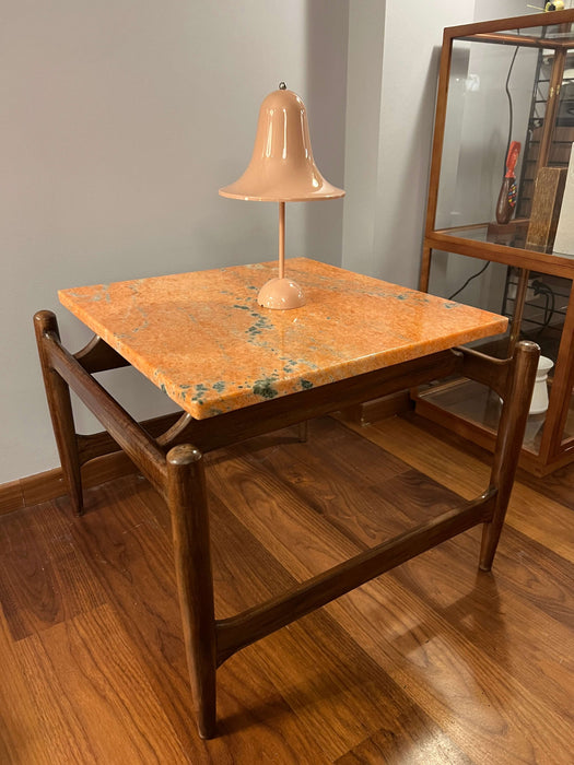 Vintage coffee table side table marble walnut Ico Parisi Italy 60s